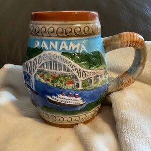 Souvenir Ceramic Mug Country Of Panama Handmade Pottery Tourist